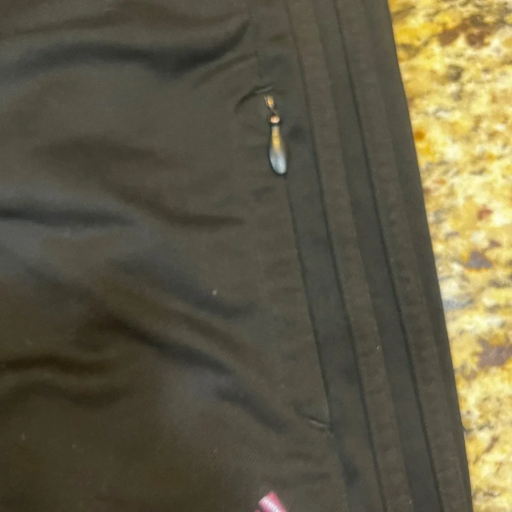 Adidas‎ Mens Track Pants XL Black Iridescent Pink Logo 3-Stripe Zipper Pockets